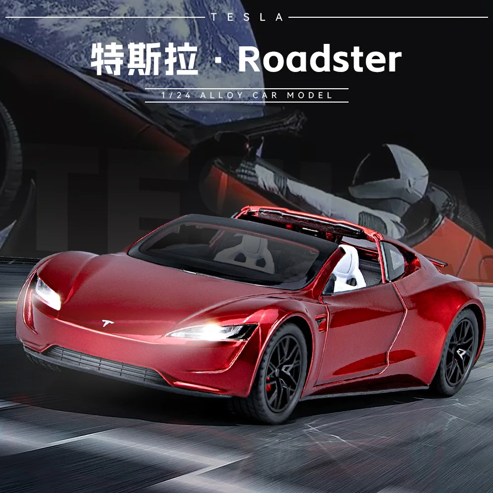 

1:24 Tesla Roadster High Simulation Diecast Car Metal Alloy Model Car Children's toys collection gifts A555