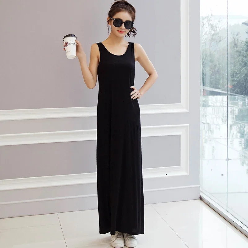 Modal largo Camis chaleco vestido falda de fondo mujer vestidos sueltos más grasa talla grande embarazo Mujer