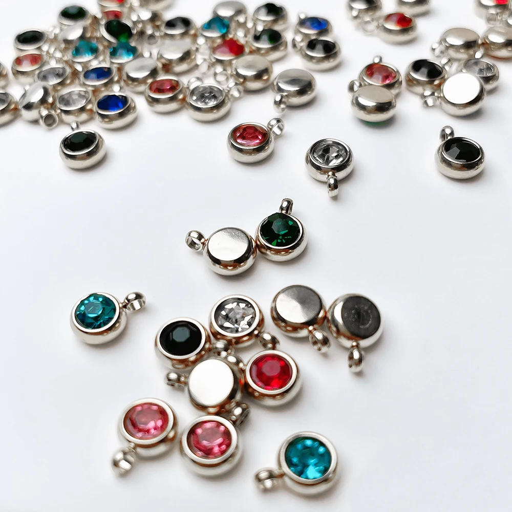 20pcs 6mm Stainless Steel Rhinestone Bead Gold Color Crystal Pendants for DIY Earrings Necklace Bracelet Jewelry Making Charms