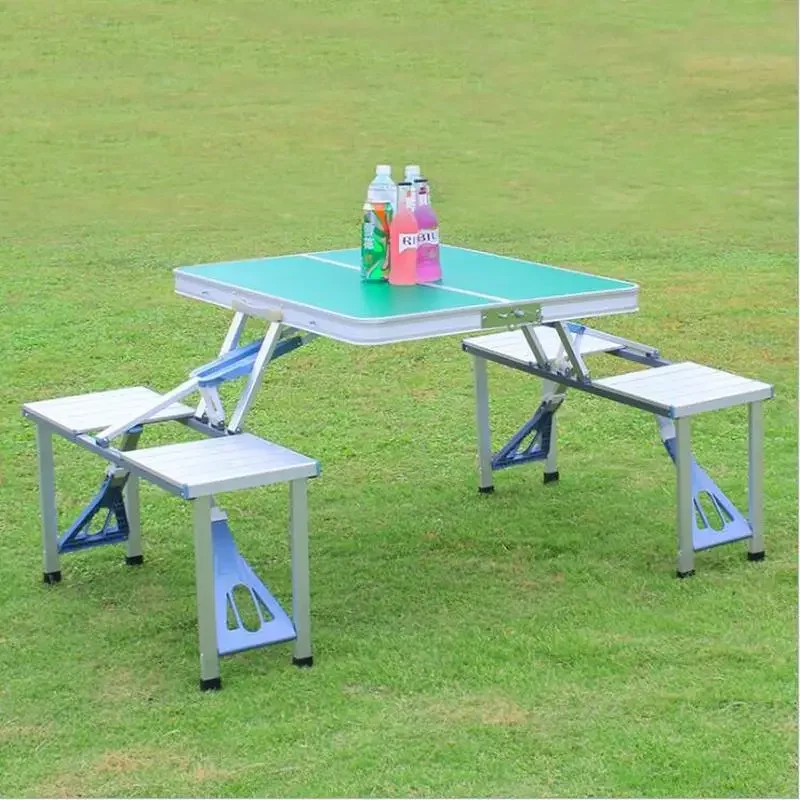 Table Chair Sets Desk Chairs Set Portable Camping Picnic Integrated Folding Outdoor Aluminum Metal Countryside Rectangle