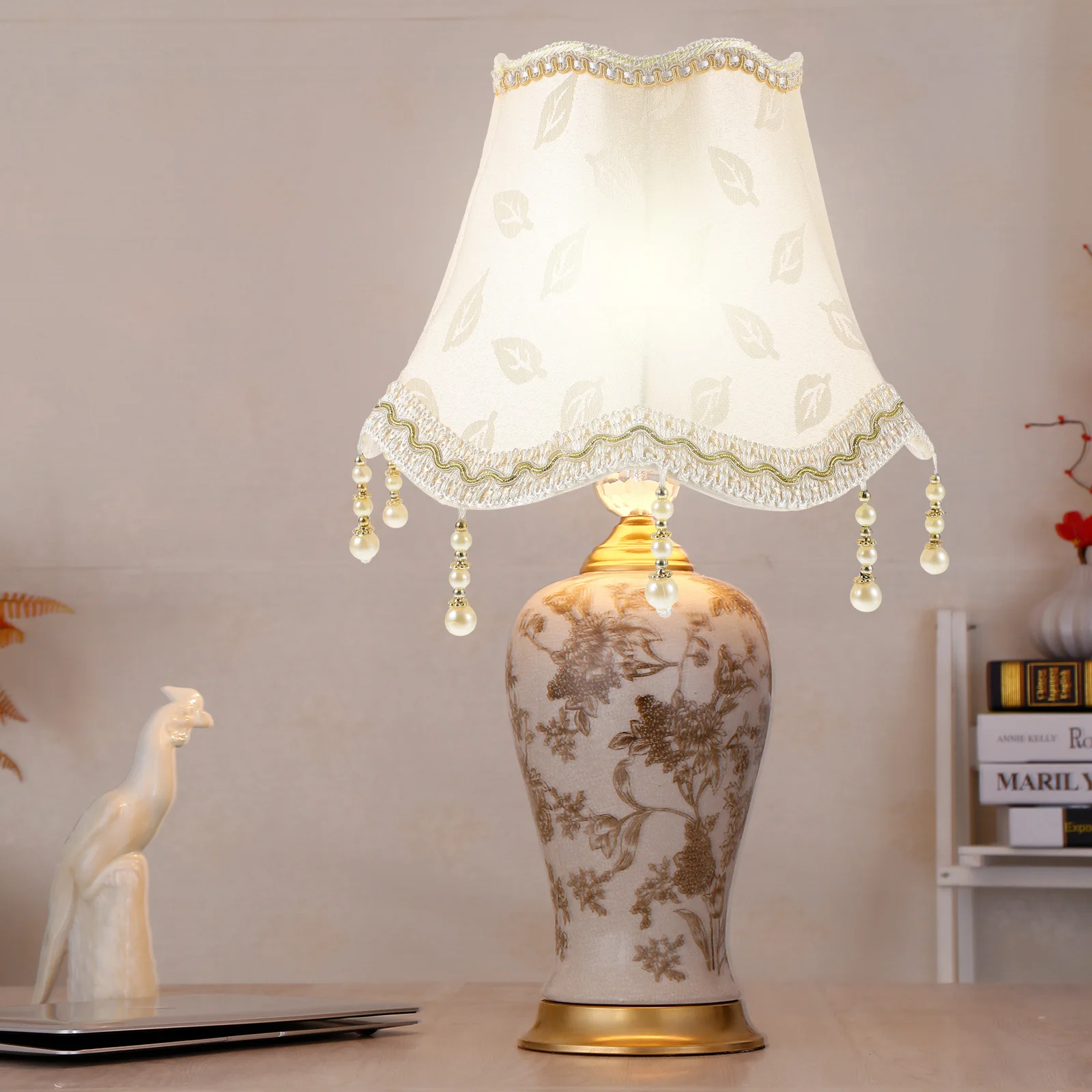 

Vintage Macrame Light Shade Cover For Table Lamp Bead Decorative Lamp Shades Durable Cotton Cord Bedroom Living Room
