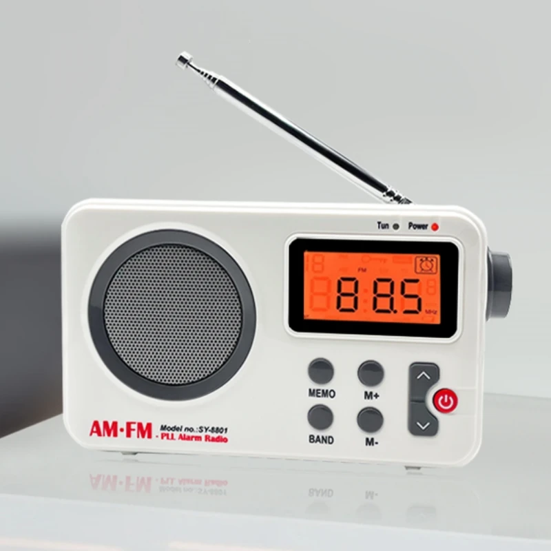 SY-8801 Portable Bedroom Desktop LCD Display FM/AM Antenna Radio Digital Snooze Alarm Clock Stereo High Volume Retro Radio