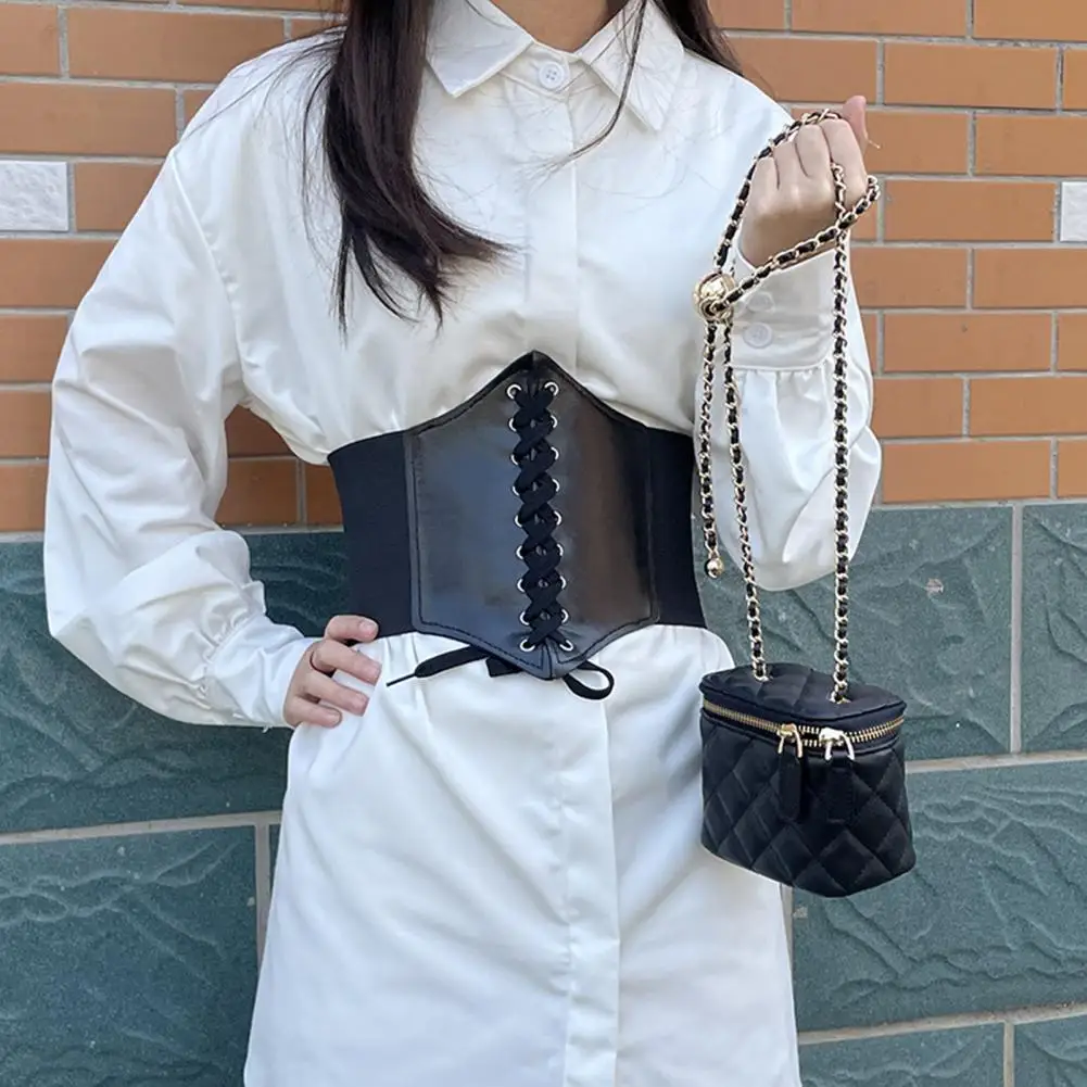 Shirt Corset  Shaping   Women Corset Imitation Leather Wide Corset Belt