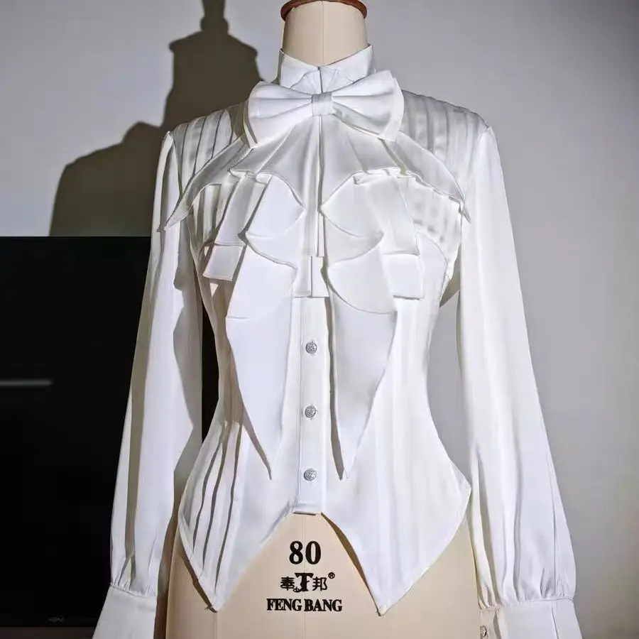 Court 2026 Vintage Design Top Temperament Long Sleeve New Shirt Goth Lotus Leaf Premium French Shirt