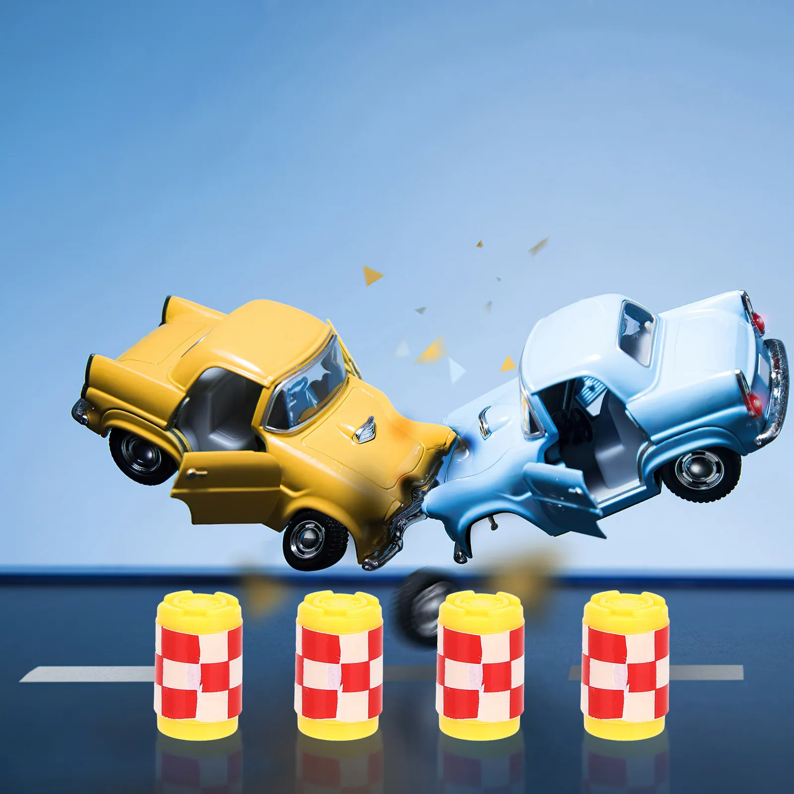 

16Pcs Traffic Roadblock Signs Barrels Kids Educational Early Learning Tool Safe ABS Material Imaginative Play Driving Habit