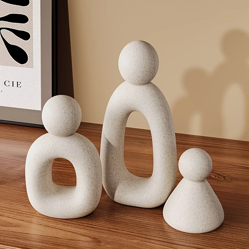 

Modern Minimalist Abstract Resin Family Sculpture Office Living Room Decor Housewarming Gift Three Figure Art