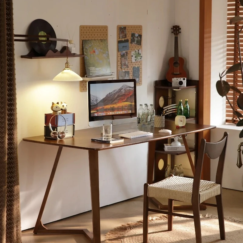 Solid Wood Office Desk Home Living Room Computer Workstation Tea Room Integrated