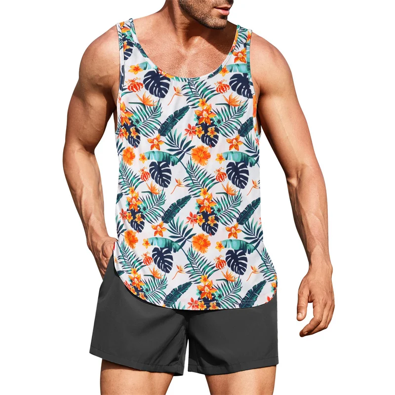 

Hawaiian Floral Tank Top For Men Sleeveless Muscle T Shirts Vacation Beach Tee Shirt Kids Casual Undershirt Summer Street Tops