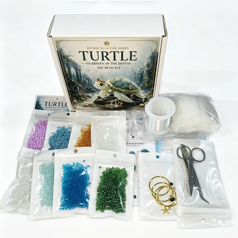 3D Design Ocean Animals Beaded Kits Handmade Material Package DIY Beadwork Craft Kit Beginner Friendly Bead Craftsmanship