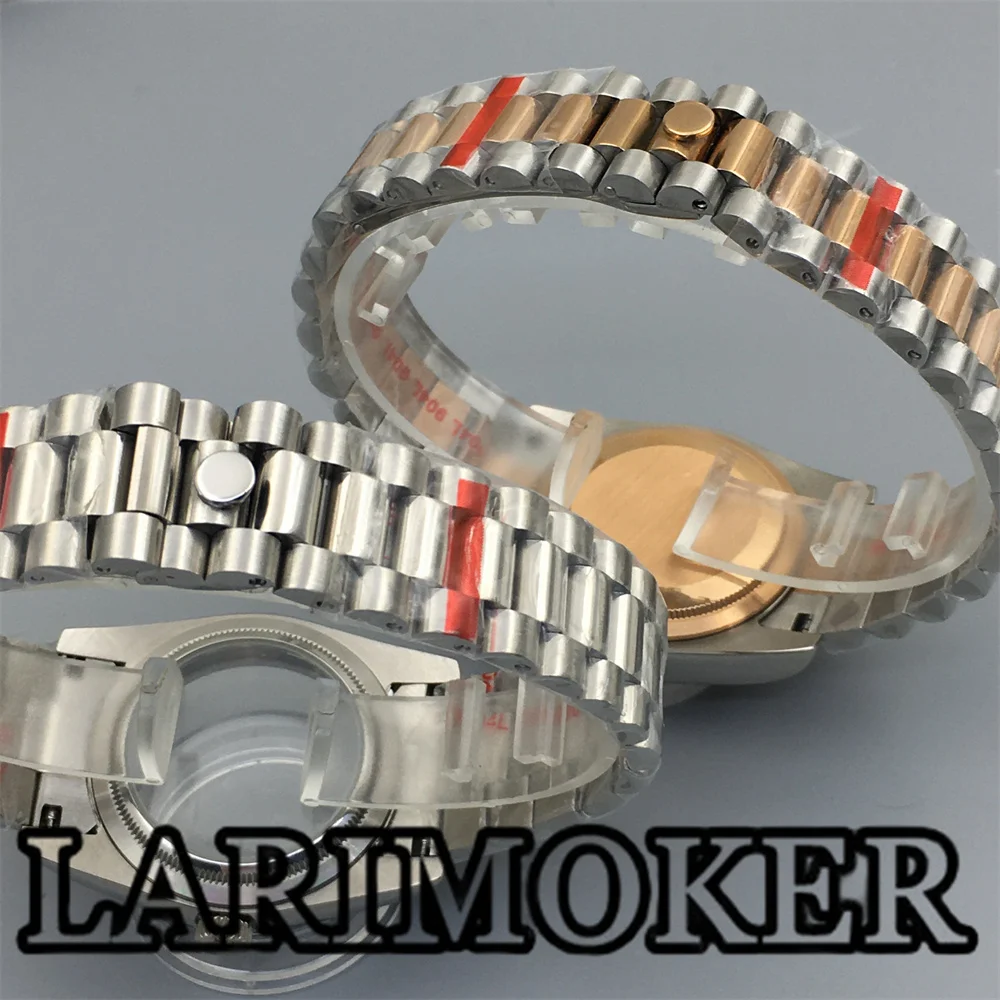 LARIMOKER casing kaca safir poles melengkung 36mm/39mm Bracele baja tahan karat untuk NH35 NH36 ETA2824 PT5000 gerakan otomatis