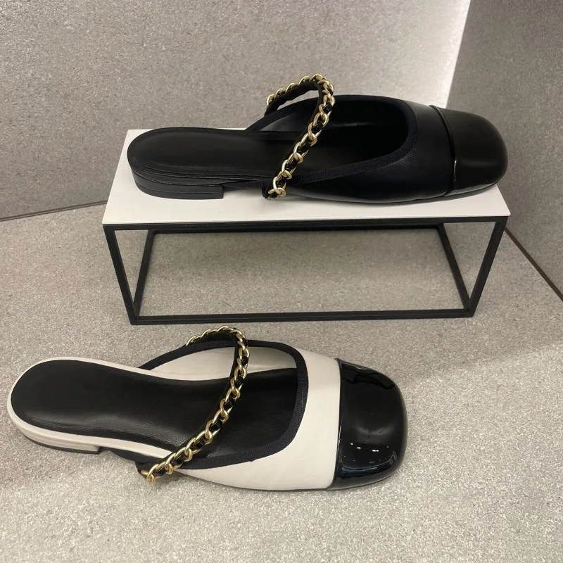 

Fashionable Women's Sandals Flat Bottom Baotou Mary Jane Womans Shoes Comfort Round Headed Slippers for Women Sandalias De Mujer