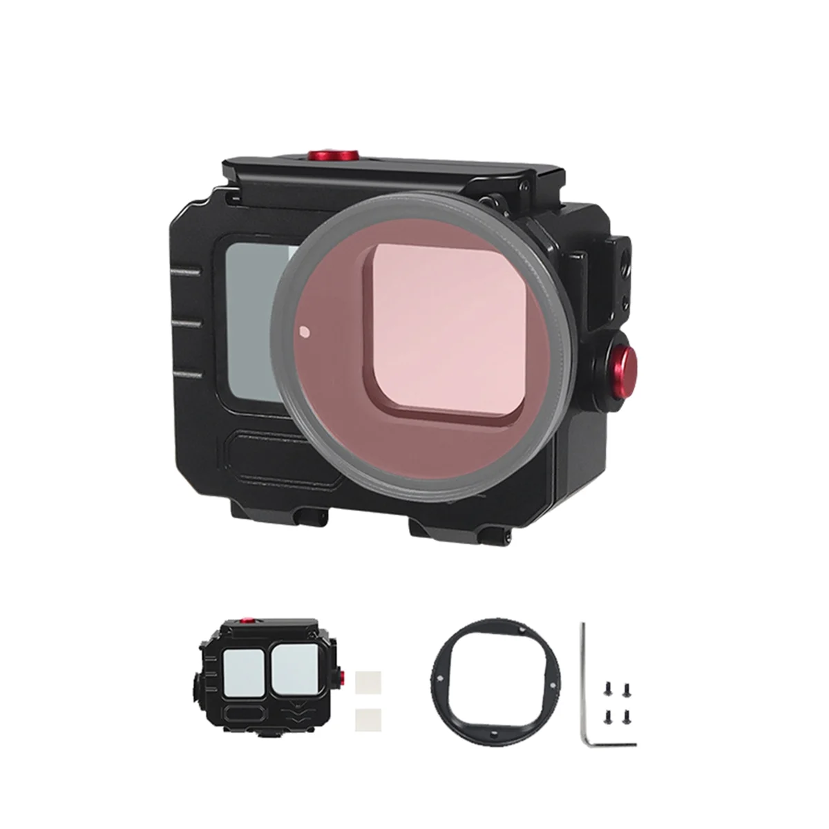 80M Waterproof Case for GoPro12/11/10 Aluminum Underwater Deep Diving Housing Protective Case with 52mm Filter Mount A