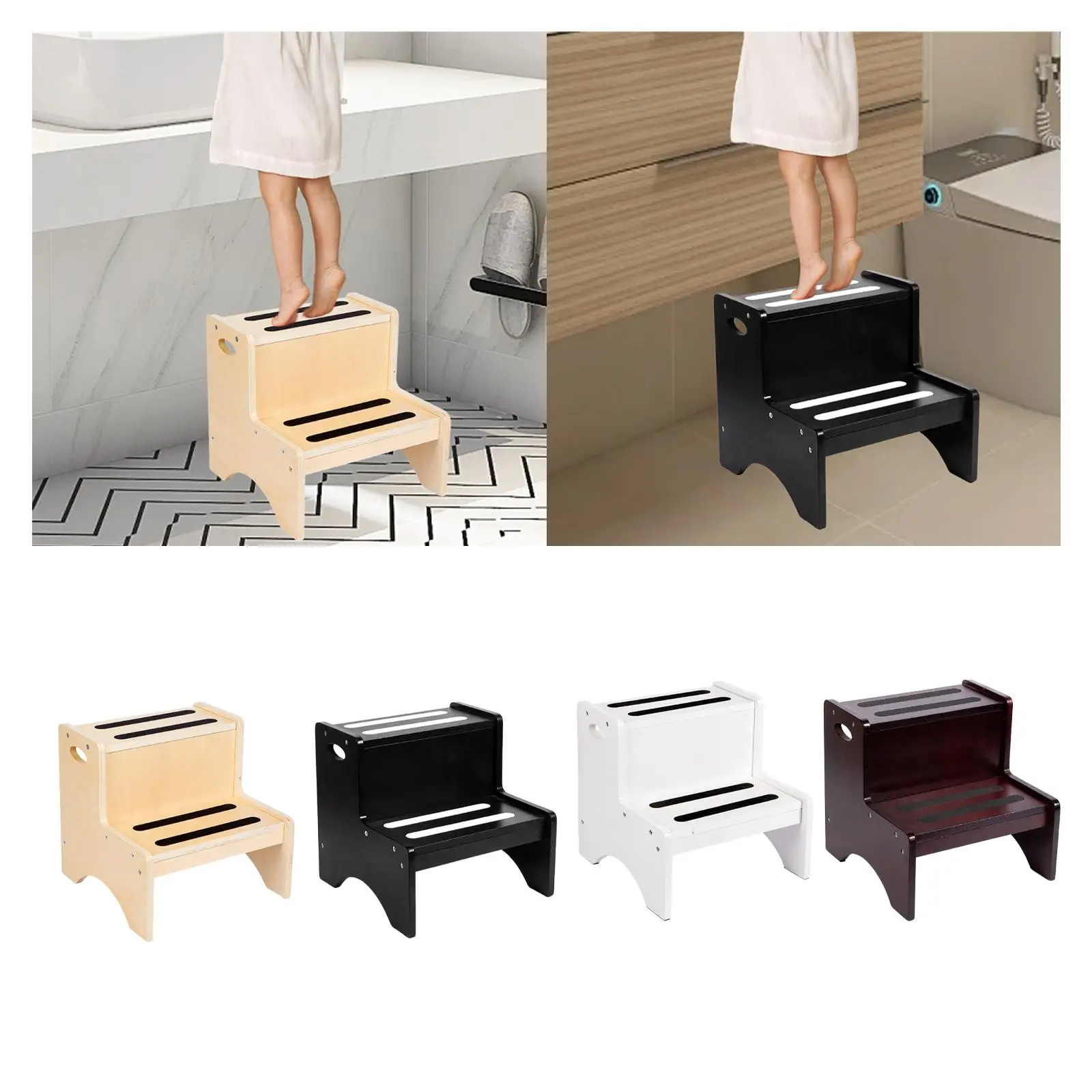 2 خطوة البراز للأطفال مع مقابض المحمولة قعادة التدريب الأطفال الحمام قوي تنوعا السرير خطوة البراز عدم الانزلاق #1