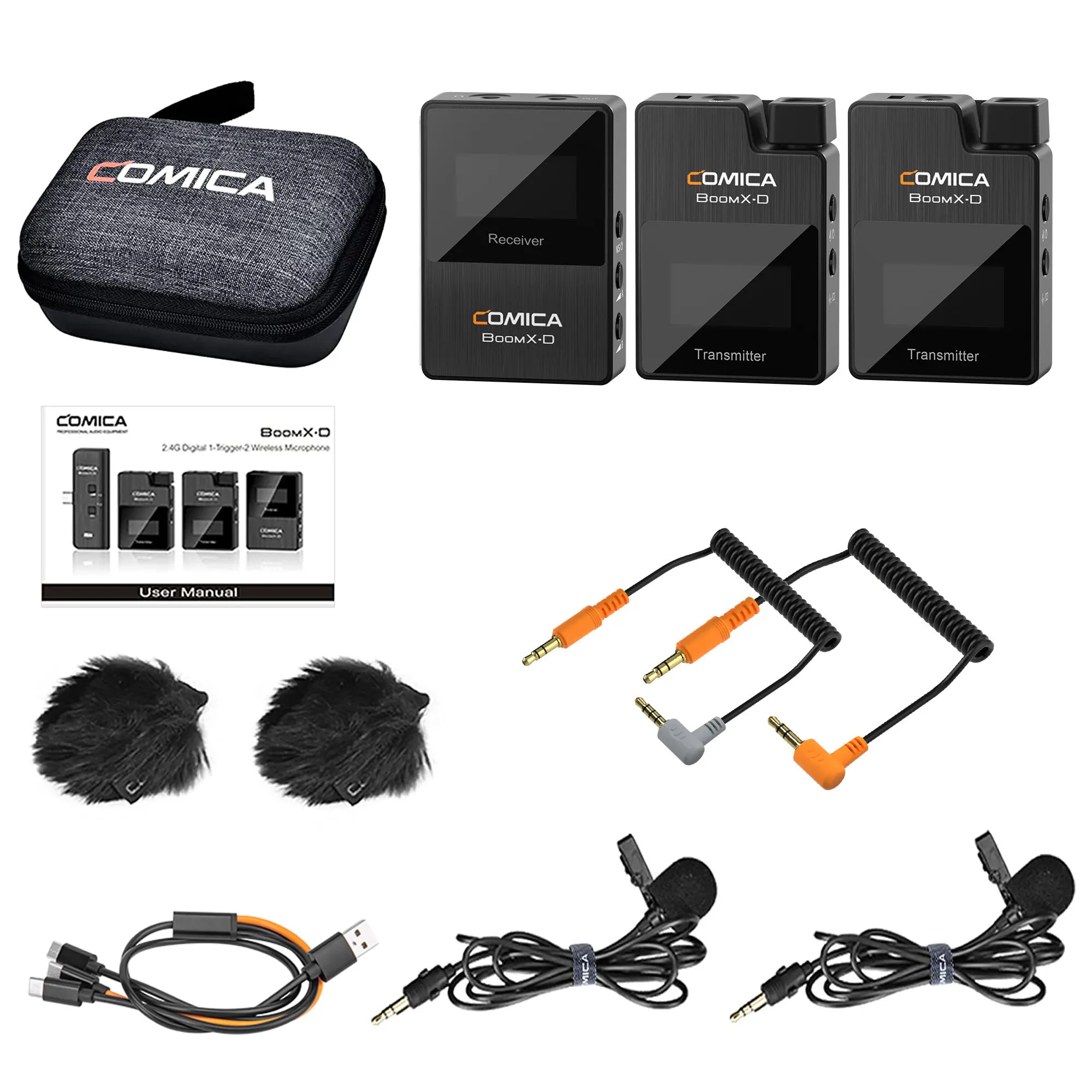 COMICA BoomX-D Wireless Lavalier Microphone, Support Internal Recording, for Cameras, Camcorders, Smartphones