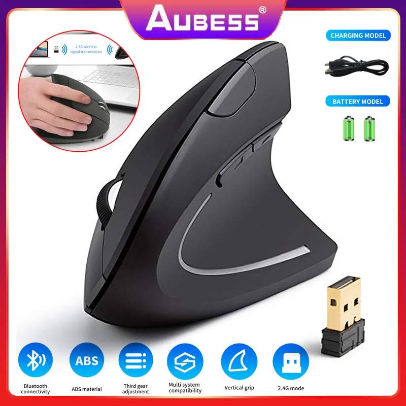 New Cool Shark  Wireless Mouse Vertical Gaming Mouse USB Computer Mice Ergonomic Desktop Upright Mouse For PC Laptop Office Home