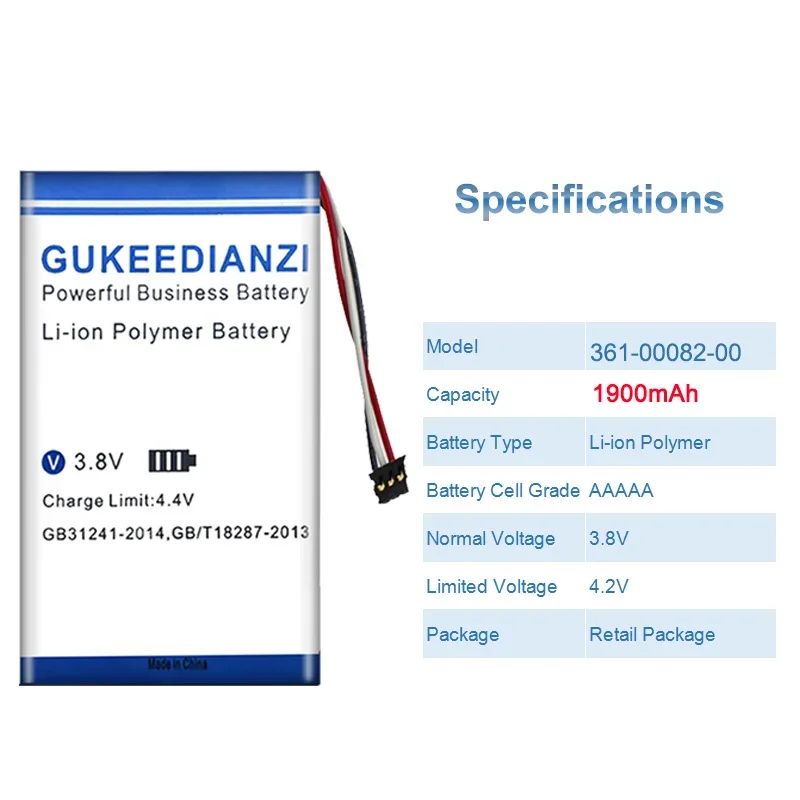 361-00082-00 Bicycle Radar Taillight Battery For Garmin VARIA TL 1900mAh High Capacity