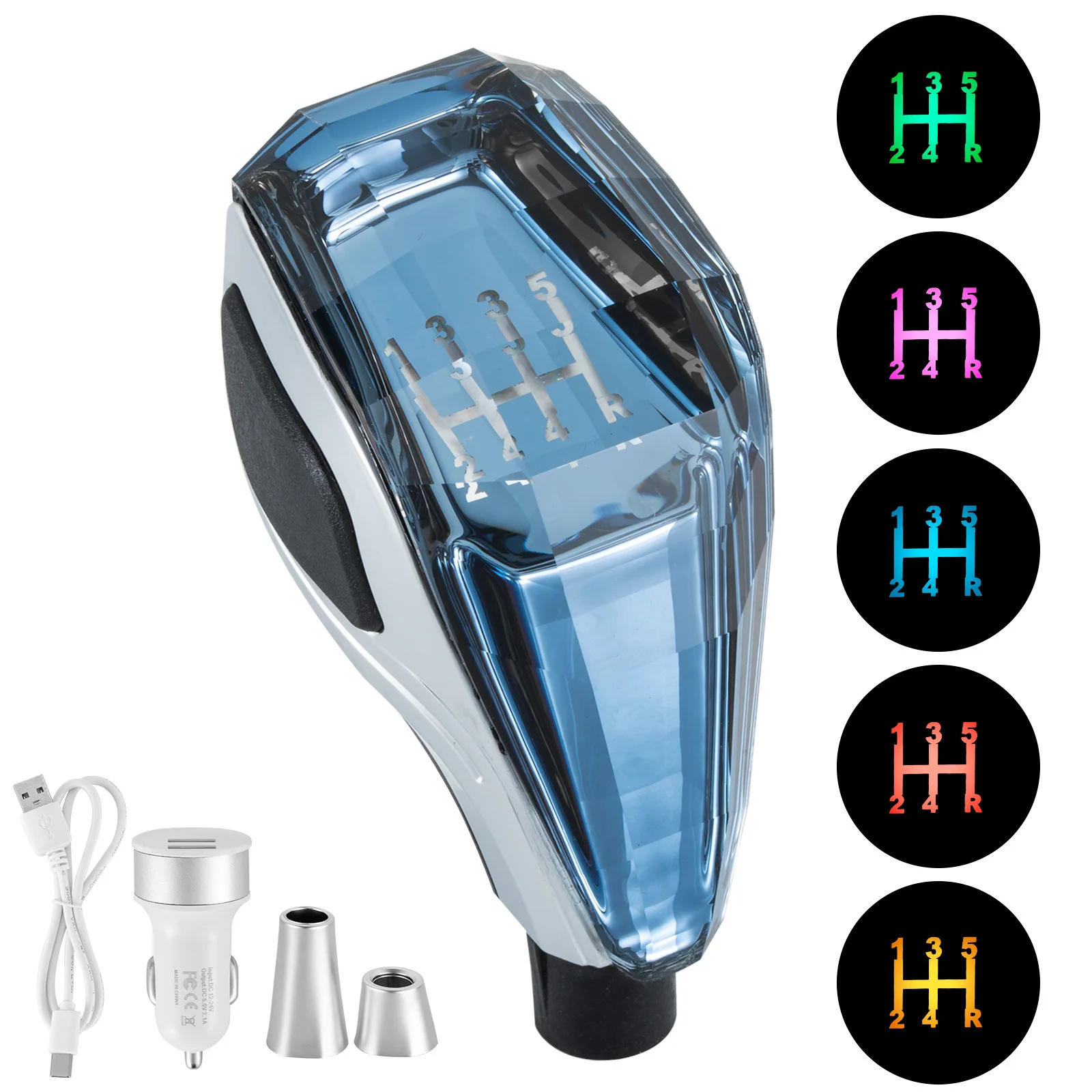 

Car Crystal Universal Modified Gear Shift Knob Lever Handball Multicolor LED Light for Toyota for Hyundai for Mazda for VW Etc