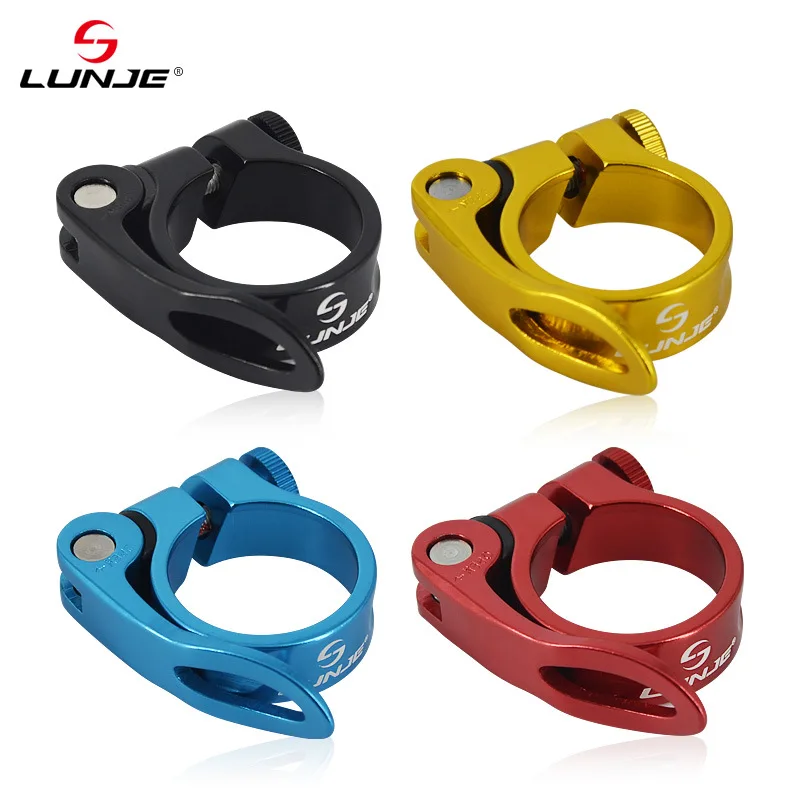 LUNJE Bicycle Seatpost Clamp Aluminium Quick Release Seatpost Clamp 28.6/31.8/34.9 MTB  Seatpost Clamp bicycle accessories