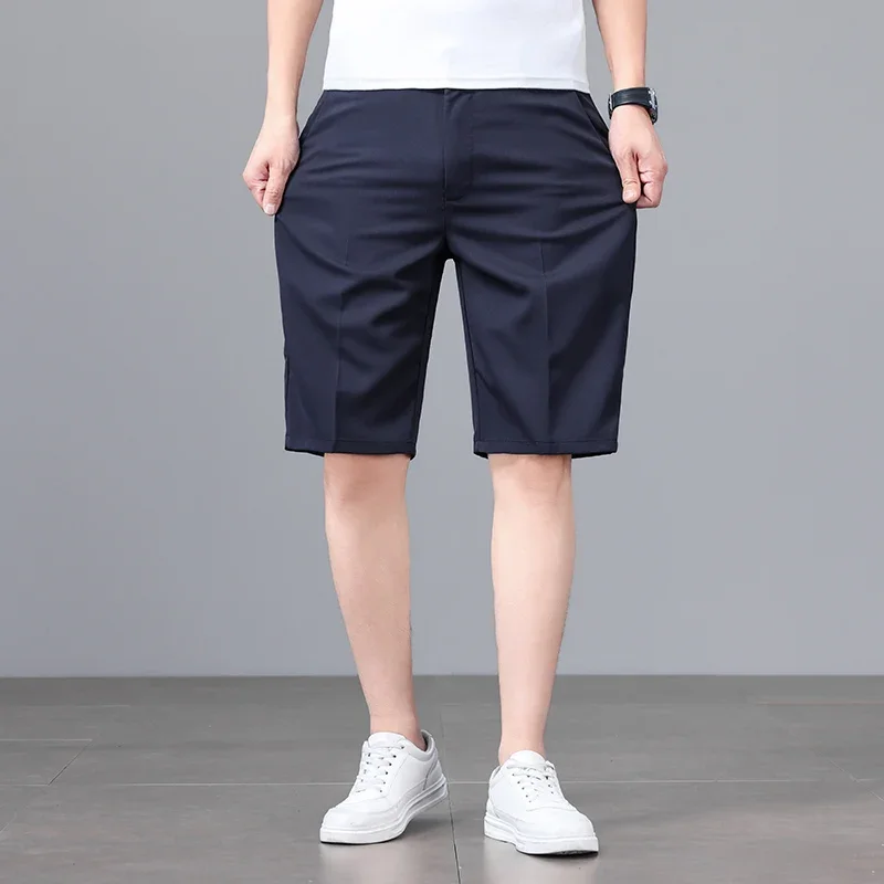 Men\'s Shorts Simple Business Straight Comfortable Casual Pants Fashion Gray Blue Black Khaki Baggy Male Clothes Short Pants