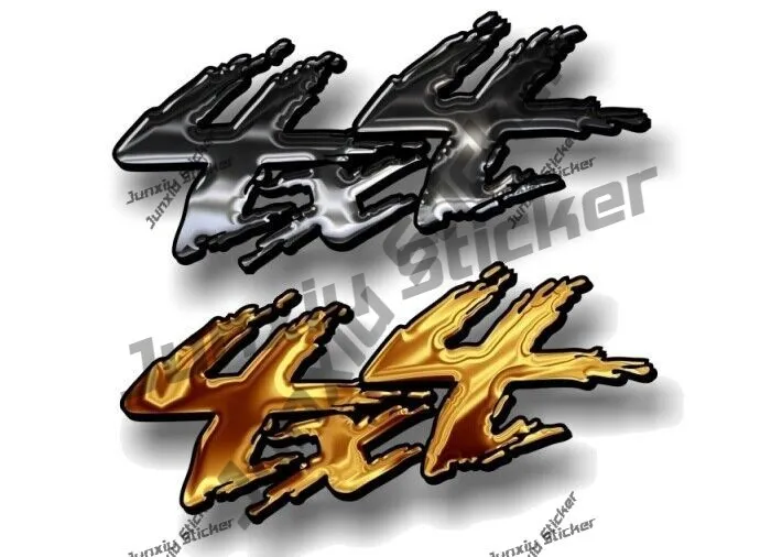 

2 Pieces 4x4 Personality Vinyl Decals One Black, One Gold Pickup Camper Trunk Truck Outdoor Waterproof Stickers PVC Accessories