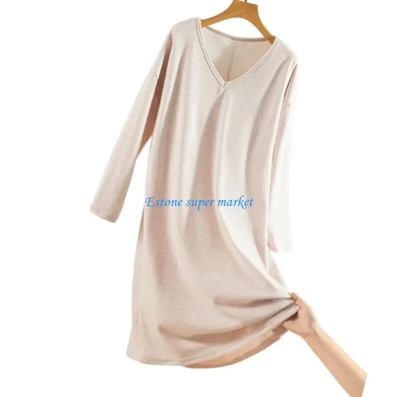 

090B Nursing Sleep Dress Breathable Maternity Loungewear For Cold Weather
