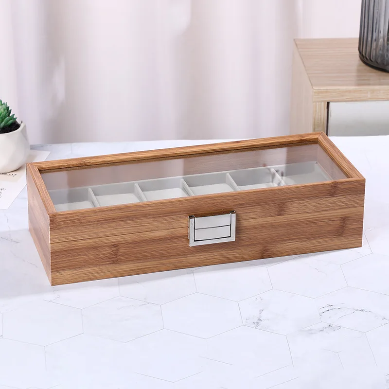 Opening Watch Display Box Wood Grain Watch Organizer Case 6 10 12 Slot Wooden Watch Storage Box Window