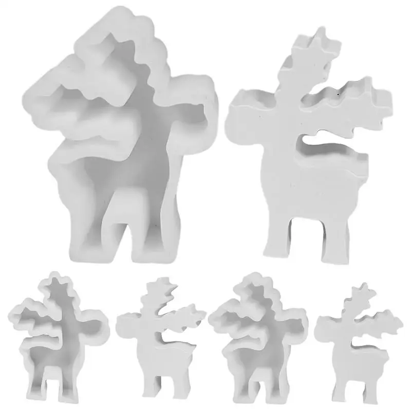 Weihnachten Silikon Kerze Form Elch Weihnachts baum Schneemann Santa Claus Handwerk Ornament Gips Harz Schimmel Weihnachten Geschenk Herstellung Werkzeuge