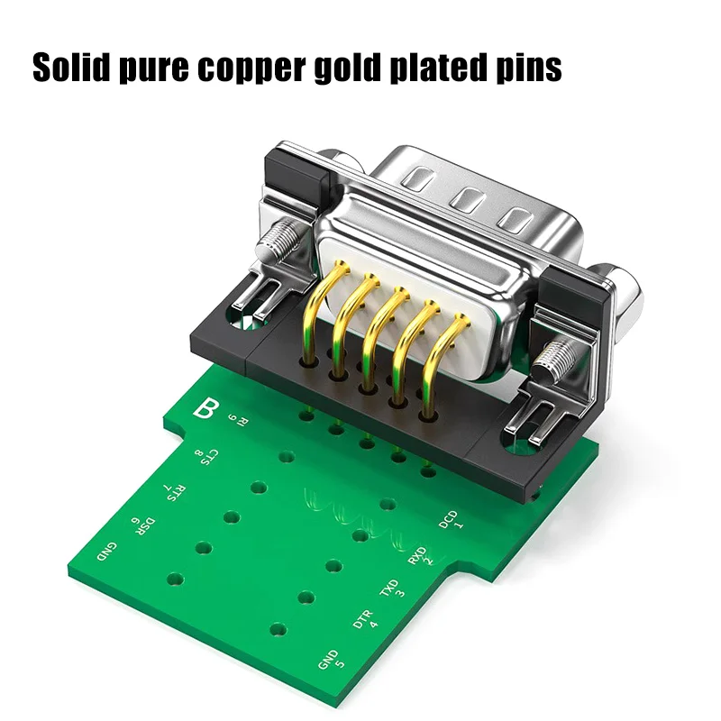 Gold-plated Needle DB9 Male Female Socket 9Pin Welding Panel Mount Seat RS232/485 Serial Port Head 90 Degree Connection Seat