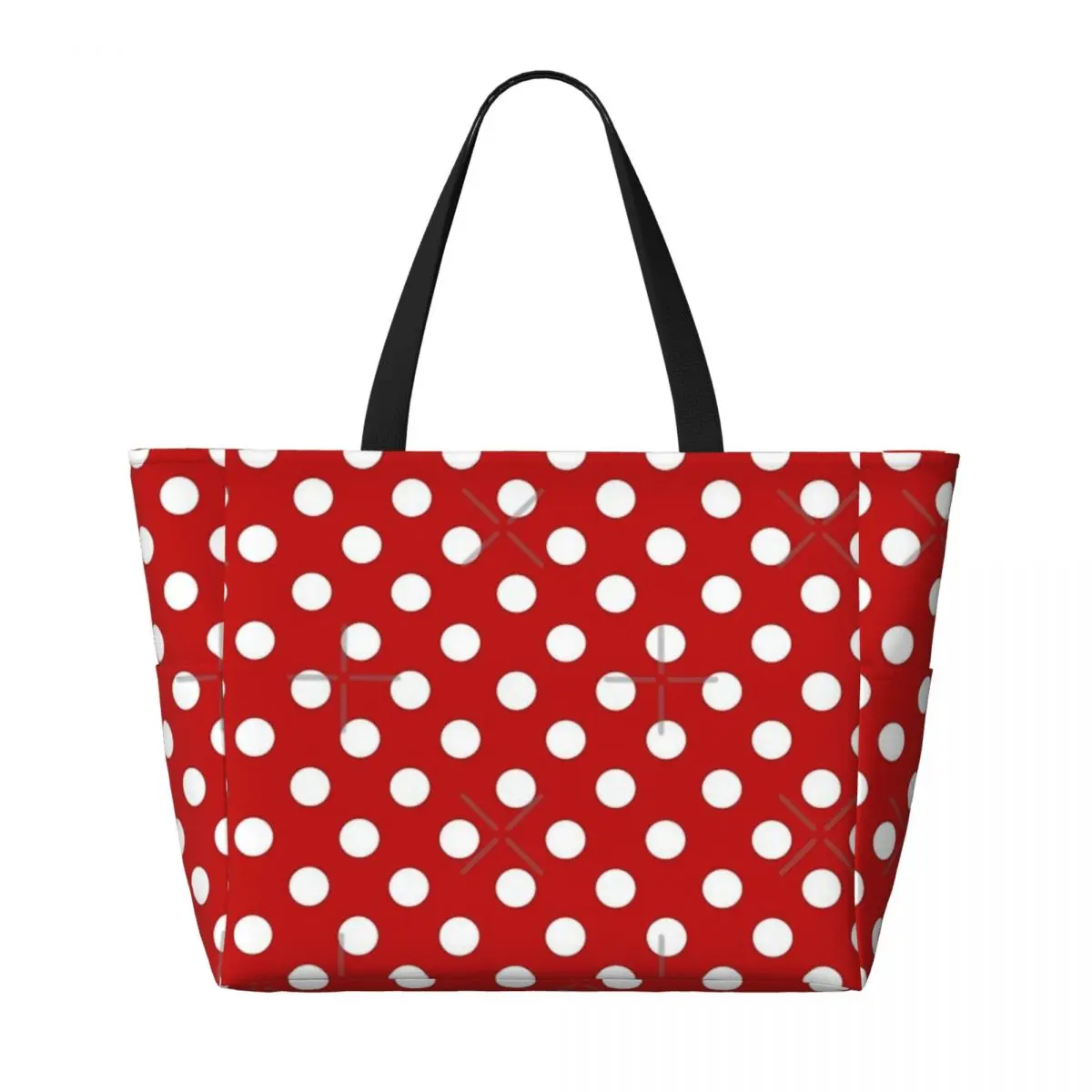 Red With White Polka Dots Beach Travel Bag, Tote Bag Customizable Large Capacity Gifts Shoulder Bag Multi-Style Pattern