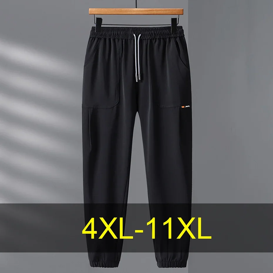 

11XL 10XL Plus Size Jogger Pants Men Solid Color Cargo Pants Spring Summer Sweatpants Male Elastic Waist Trousers Big Size 11XL