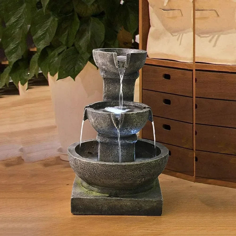 

t Outdoor Waterfall Fountain - Relaxing Soothing Garden Fountain Patio Outdoor with LED Lights and Charming Fountains