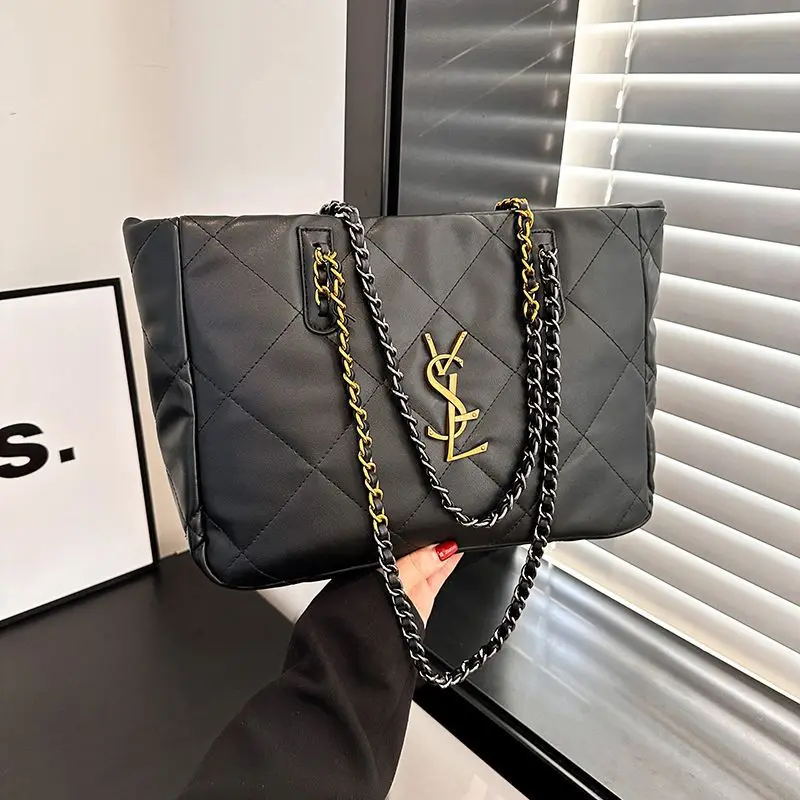 

2024 Новая большая сумка с ремешком-цепочкой — кошелек на плечо/подмышки большой емкости, модная стеганая рабочая сумка с бриллиантами, стильная и универсальная