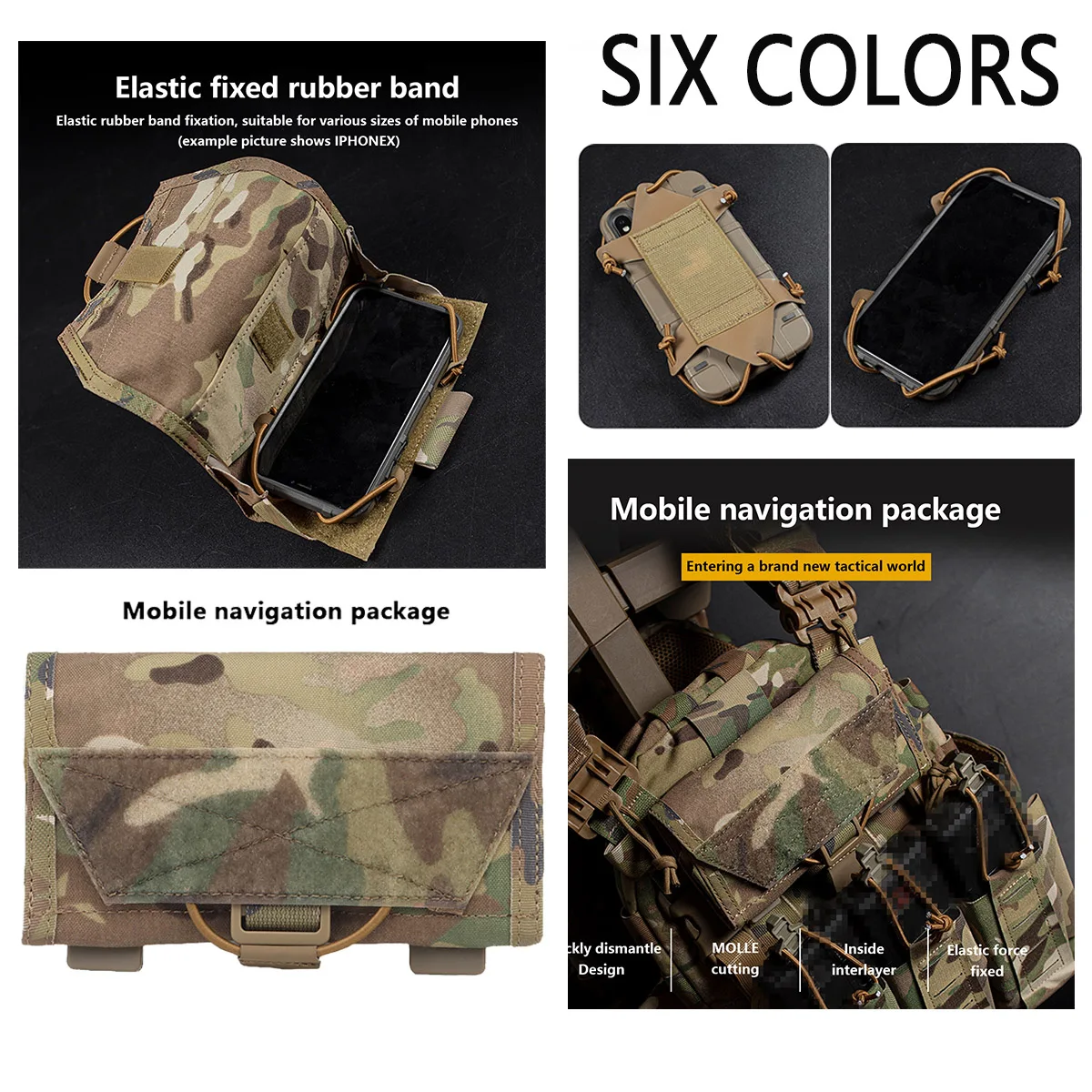 Tactical Outdoor Phone Case Pouch Holder Built-in Plastic Strips Hook-and-Loop Clip Bag Tactical Hunting Bags Vest Accessories