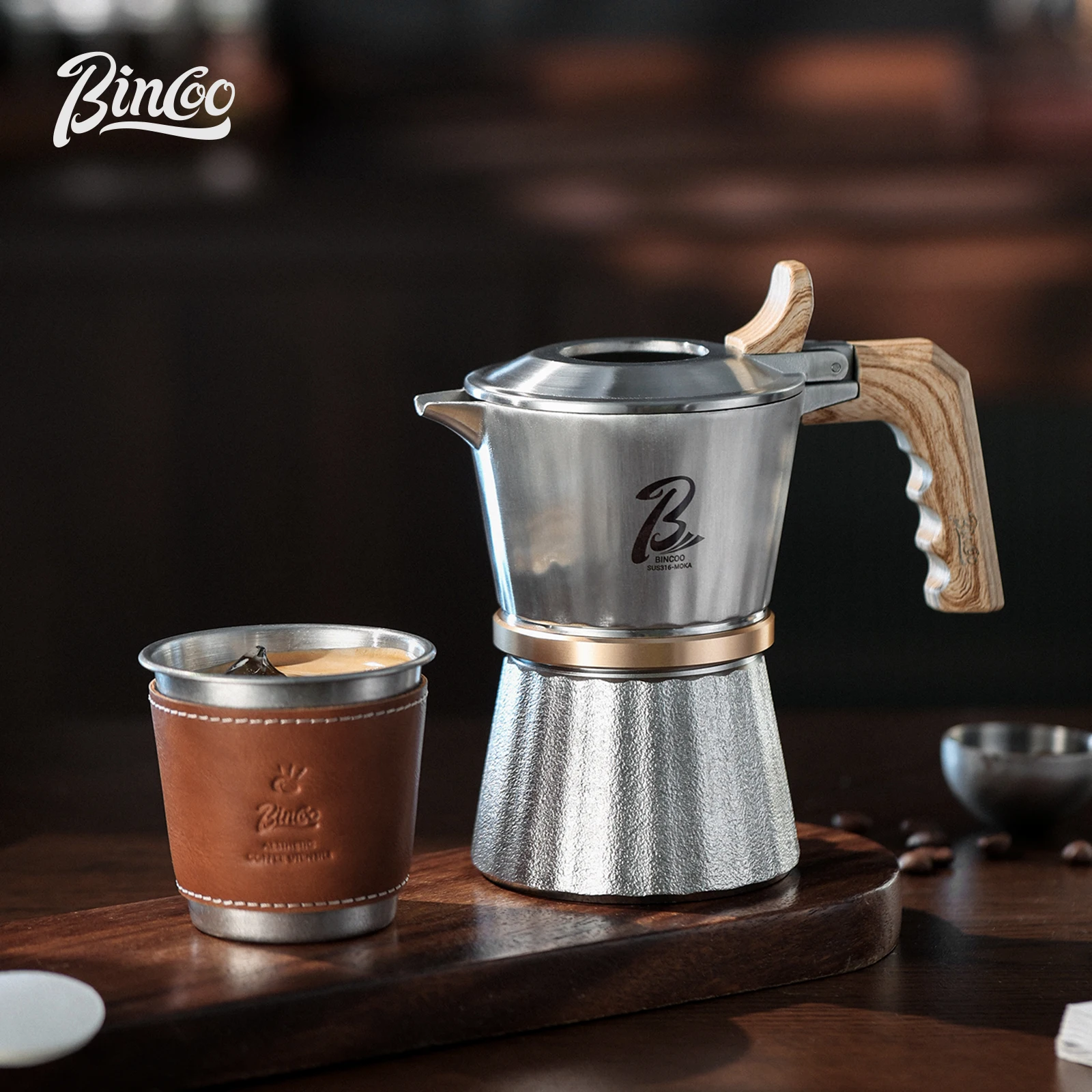 

Bincoo Triple Valve 316 Stainless Steel Moka Pot Dual Valve Coffee Maker Home Espresso Machine Set Complete Brewing Kit