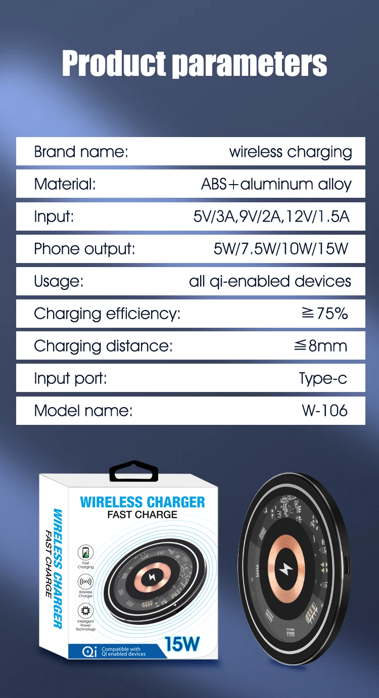 แผ่นชาร์จโทรศัพท์มือถือไร้สาย15W Qi ที่ชาร์จแบบกลมชาร์จเร็วโปร่งใสสำหรับ iPhone 14