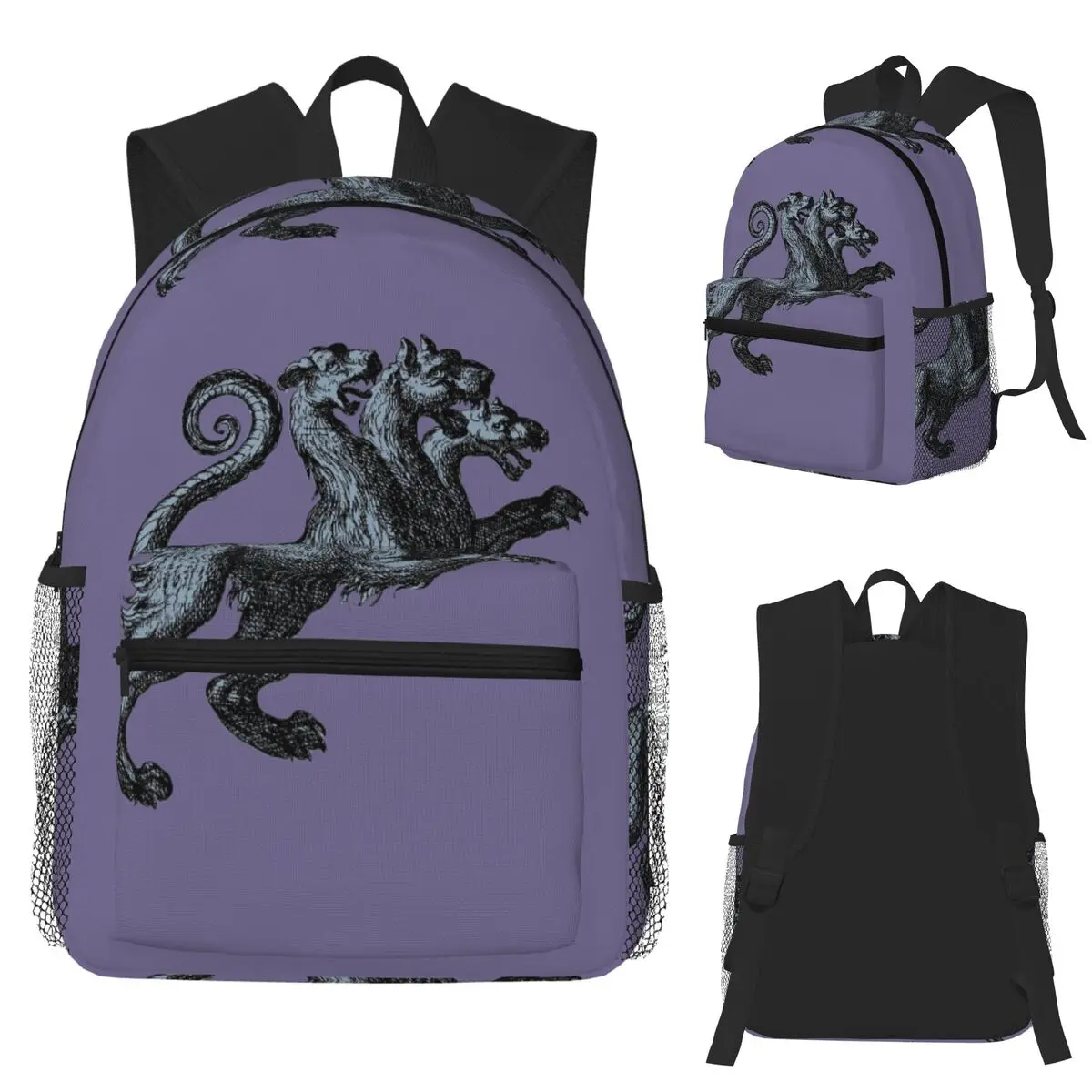 

Cerberus Kerberos Hades Hound Mythology #1872 Student Backpack School Bag Hiking Travel Daypack Fashion Bookbag Shoulder Bags