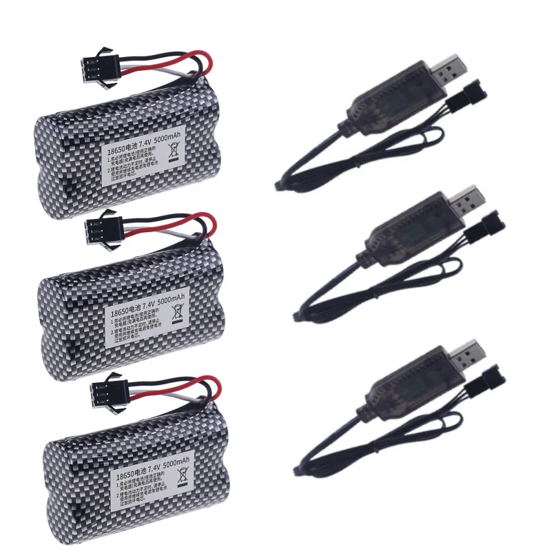 7.4V 5000mAh Batterijlader MN82 Afstandsbediening Auto Batterij MN128 MN78 LC79 voor Horloge Gebaar Sensing Twisted RC stunt auto SM3p