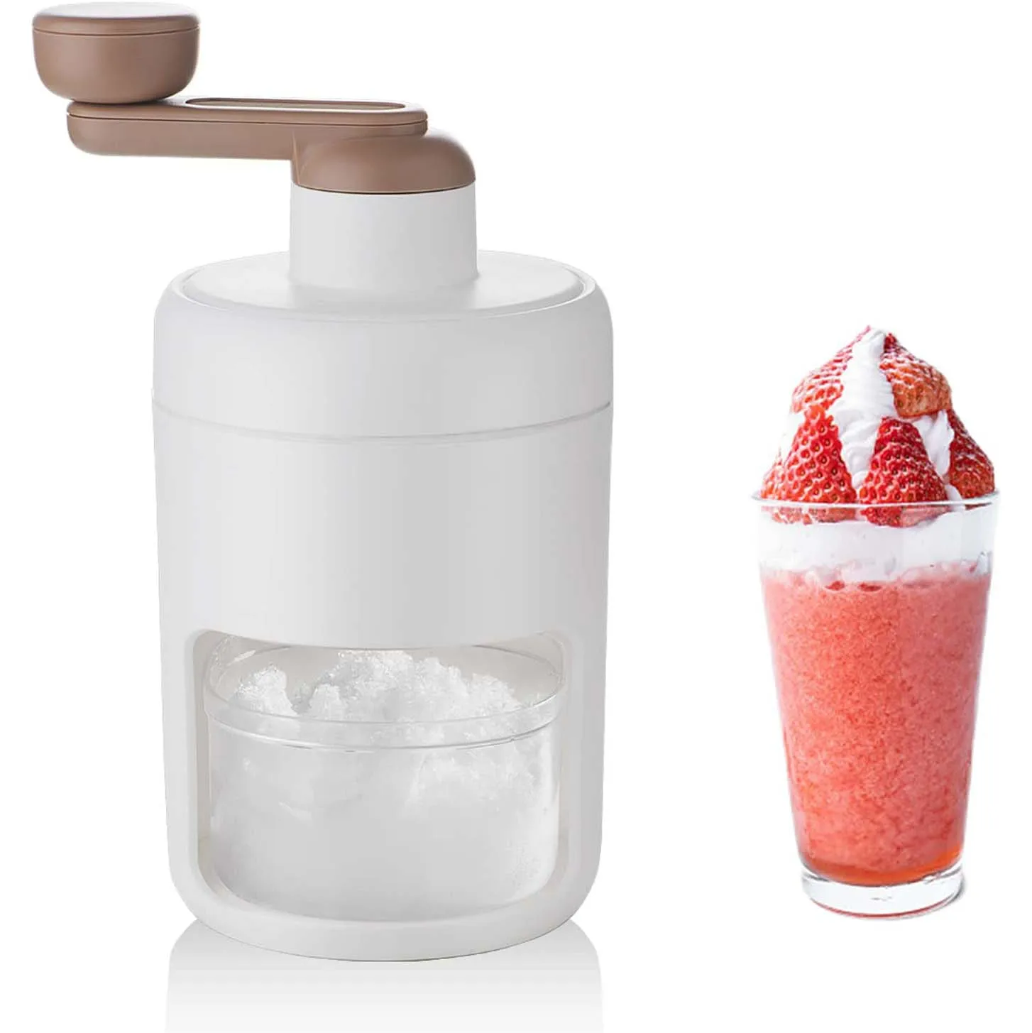 Manual Ice Shaver Snow Cone Machine Portable Shaved Crushed Ice Maker Crusher for Home Outdoors Use