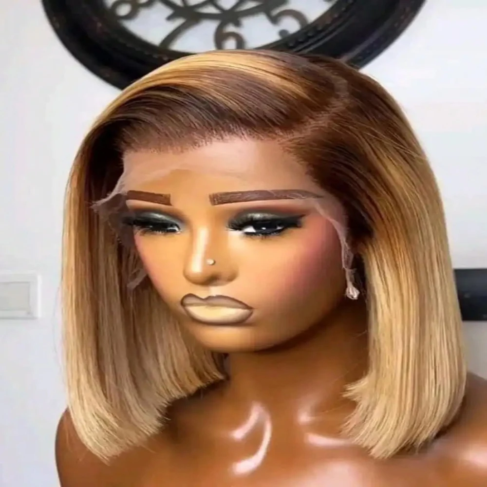 

Парик из натуральных волос омбре-блонд, прямой, с кружевной передней частью 13x4 HD, плотность 180%, для женщин