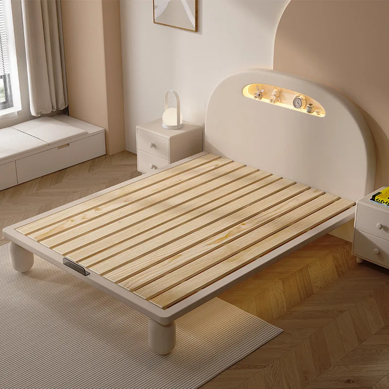 Cama flotante de madera maciza para niños, muebles para niños, cama de princesa para niños