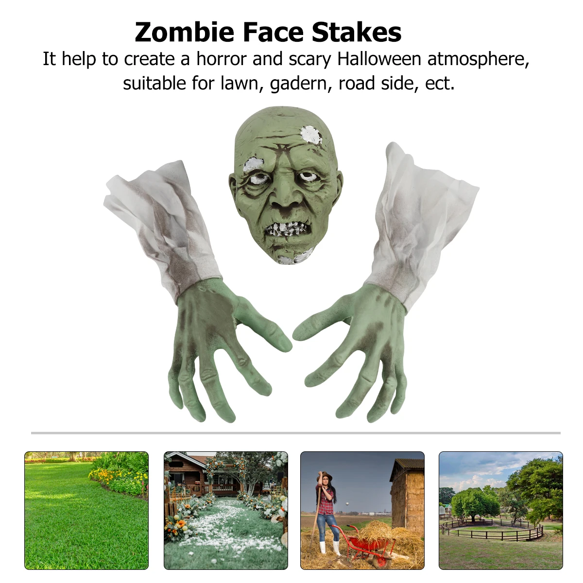 

Zombie Head Hand Halloween Decorations for outside Face Stakes Lawn Graveyard Party Scary Plastic Ornaments