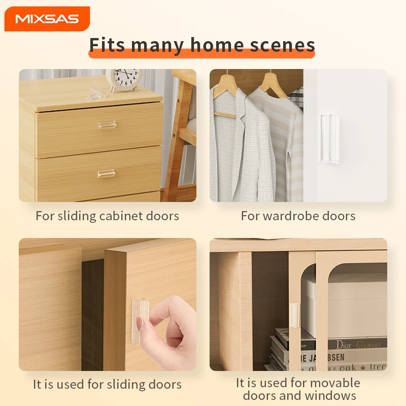 MIXSAS 추천 창문 캐비닛 서랍 T 핸들 투명 실리콘 손잡이 자가 접착 슬라이딩 도어 손잡이, 가구 장식