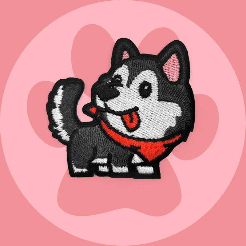 Embroidery Patch Cartoon Puppy Corgi Cute Pet Dog Patches DIY Ironing Dachshund Patch Badges Samoyed Patches for clothing