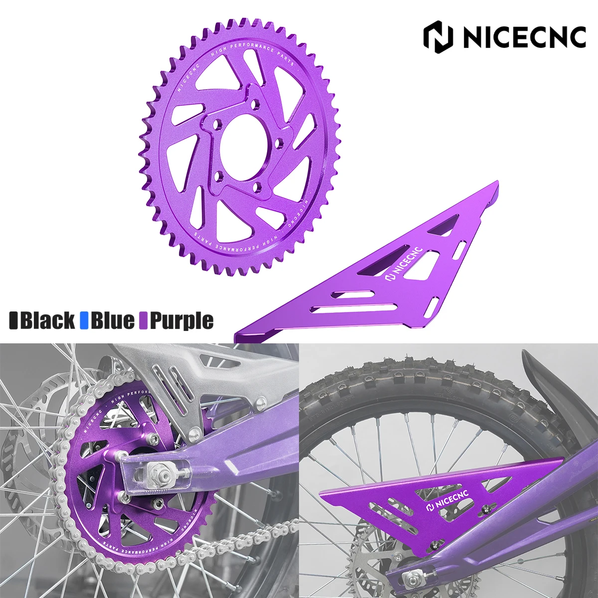 NICECNC For Surron Light Bee X Rear Sprocket 48 Teeth Rear Chain Guard Cover Kit For Sur-Ron Light Bee S L1E Segway X160 X260
