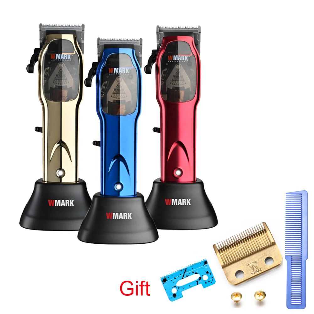2023 WMARK NG-9002 NG-9001 고속 전문 헤어 클리퍼, 마이크로 칩드 마그네틱 모터, 충전 스탠드 포함, 9000RPM 9V 모터