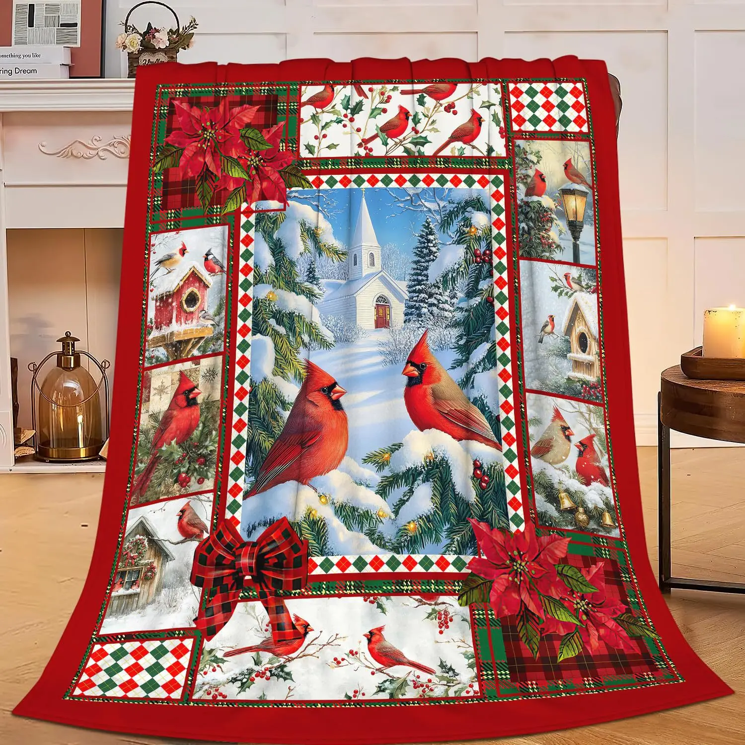 Flannel Blanket Square Branch Bird Animation Personalized Blanket Digital Printing Blanket Source Manufacturer Wholesale