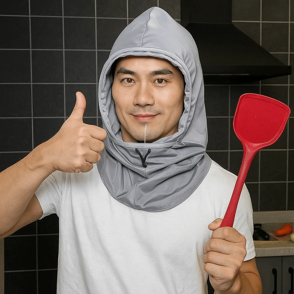 قناع واقٍ مقاوم للرذاذ، مقاوم للغبار، مقاوم لللعاب، قناع مثبت على الرأس، مضاد للزيت، بوليستر، درع وجه للمطبخ