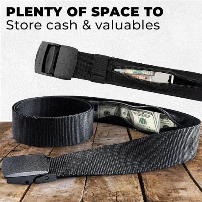 120cm Travel Cash Anti Theft Belt Waist Bag Women Portable Hidden Money Strap Belt Wallet Waist Pack Men Secret Hiding Belts