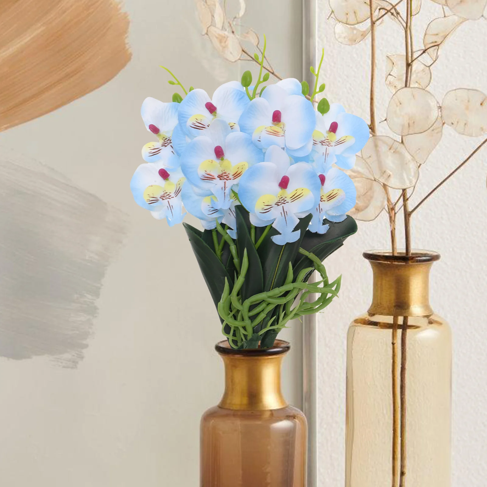 

3 Pcs Mini Artificial Phalaenopsis FlowersDIY Flower Arrangement Supplies Home Office Decor Fake Flower Lifelike