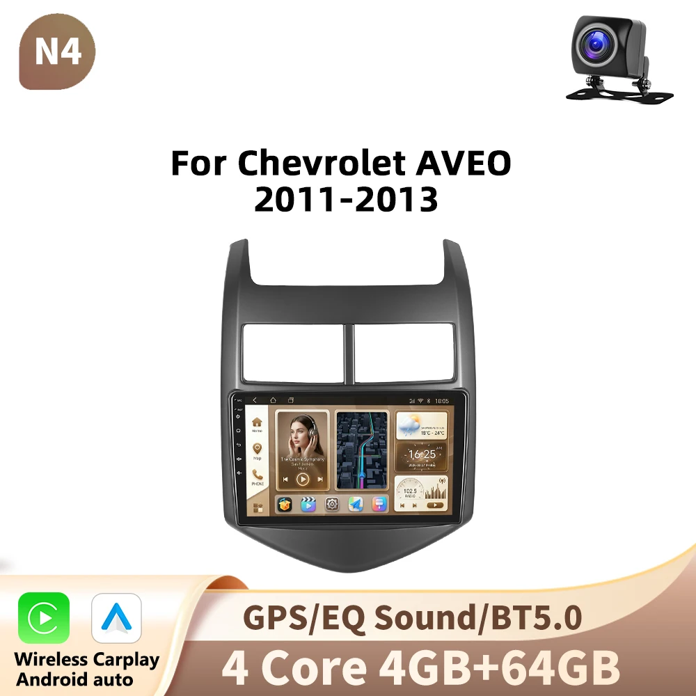Podofo autoradio voor Chevrolet AVEO 2011-2013 Carplay multimediaspeler GPS autoradio AI spraakbesturing 2 Din Android Auto BT